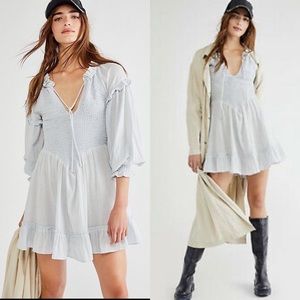 Free People Kiss and Tell Smocked Ruffle Mini Dress